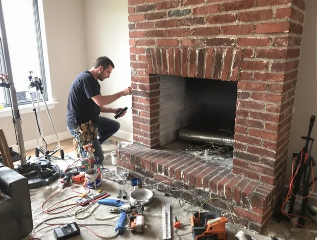 Burrillville Chimney Sweep specialist finalizing chimney liner service in Burrillville, RI