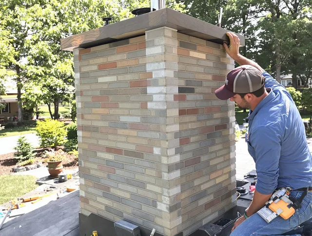 Burrillville Chimney Sweep completing a modern chimney remodel in Burrillville, RI