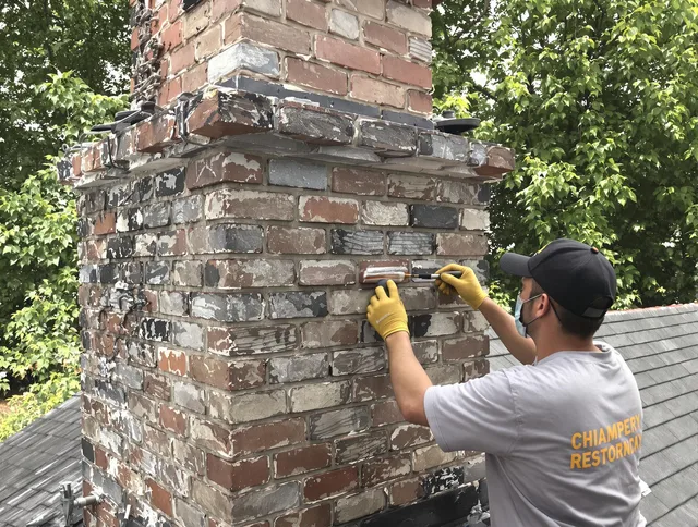 In-progress chimney restoration by Burrillville Chimney Sweep in Burrillville, RI