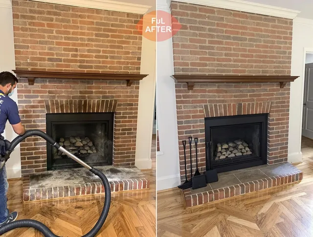 Burrillville Chimney Sweep carefully sanitizing a fireplace in Burrillville, RI