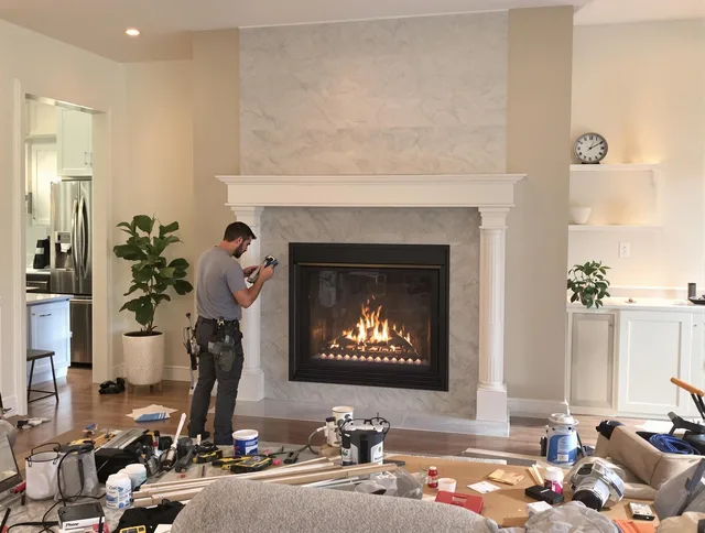 Newly installed fireplace by Burrillville Chimney Sweep in Burrillville, RI